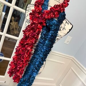 2 hand knit scarves, acrylic